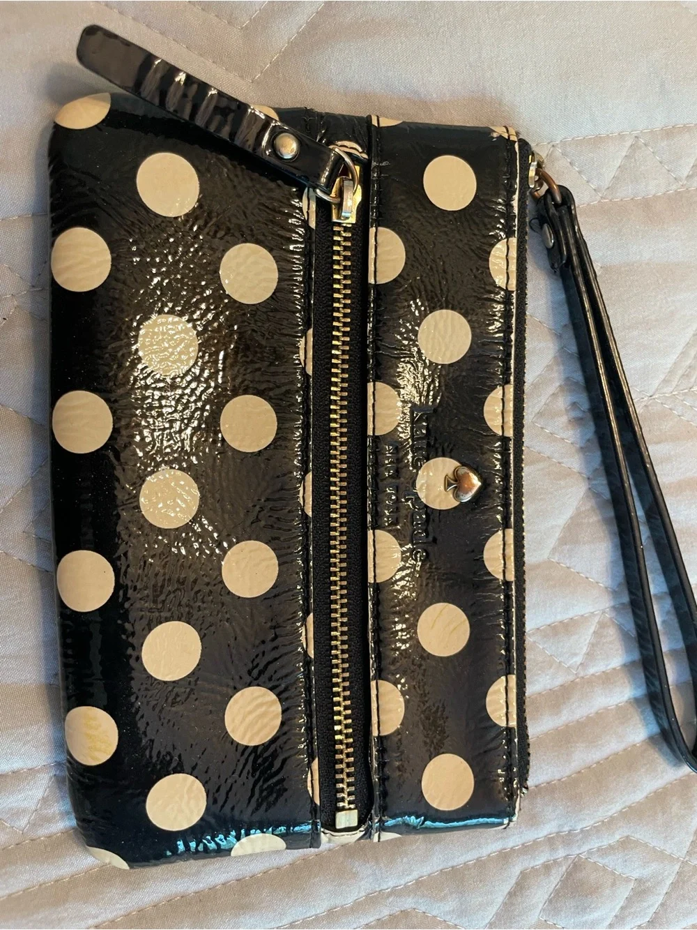 kate spade Black Polka Dot Patent Leather Wristlet